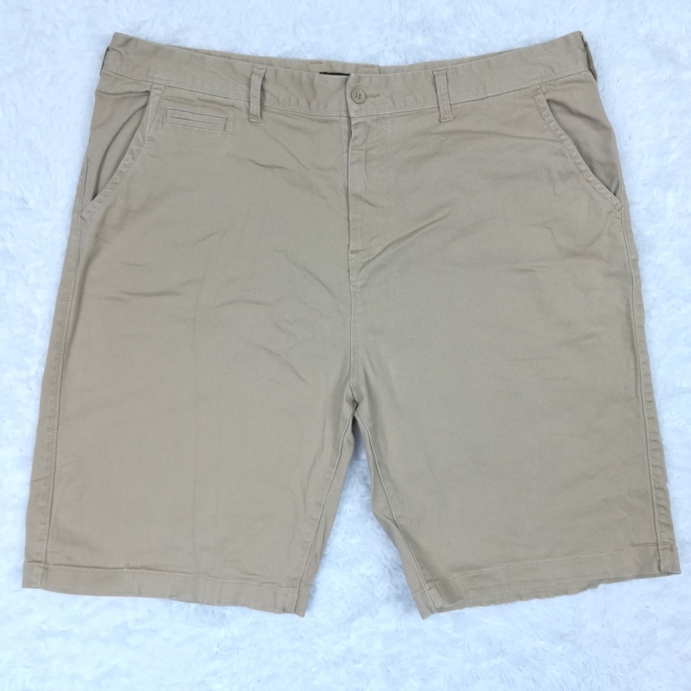 Blu Rock Mens Shorts Chino Beige Flat Front Khaki Stretch Classic Preppy 38